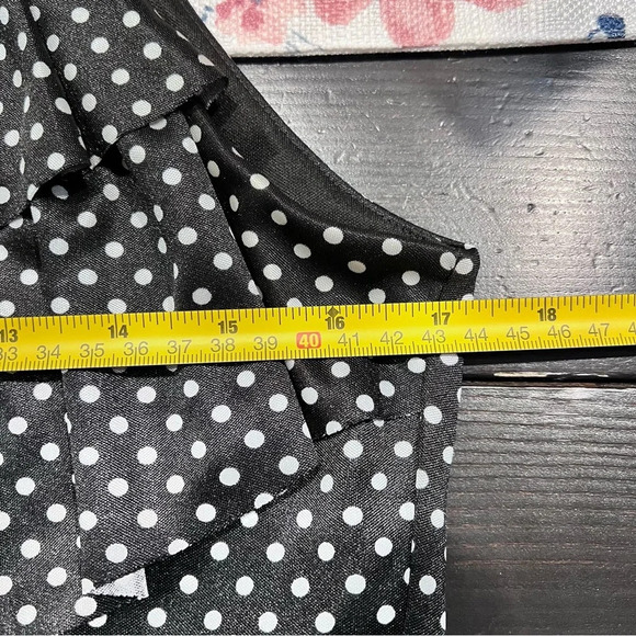 Enfocus Studios Black White Polka Dots‎ Sleeveless Ruffle Dress - Picture 8 of 9